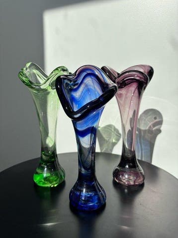 Vaas (3) - Glas - Jack-in-the-Pulpit, Antiek en Kunst, Antiek | Glas en Kristal