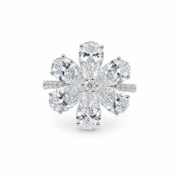 Ring - 14 karaat Witgoud - 6.22ct. tw. Diamant (Lab-grown) -, Nieuw