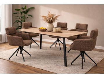 Veiling - Eettafel Eiken fineer natural 225x100 rechthoek ve, Nieuw