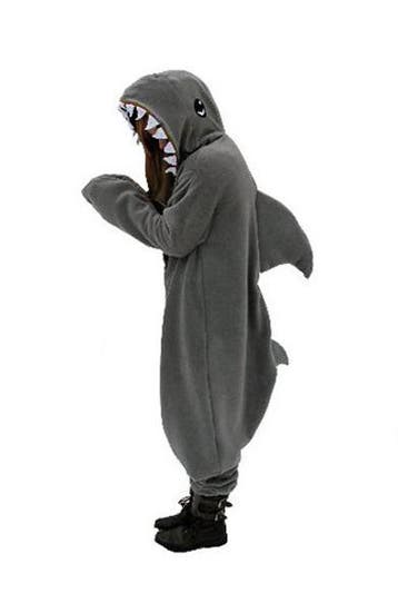 Onesie Haai Pak L-XL Haaienpak Kostuum Grijs Vis Shark Visse, Maat 52/54 (L), Carnaval, Nieuw, Ophalen of Verzenden