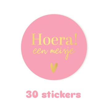 30x sticker - HOERA een meisje - geboorte - baby - kindje..., Ophalen of Verzenden, Nieuw, Meerdere stickers