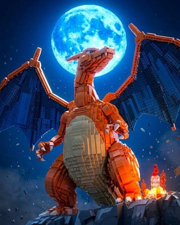 Makayhos - [Canvas] Charizard Eclipse – Lunar Dominion, Nieuw