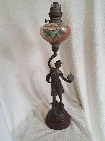 GITANA - Olielamp - 1841 - 1907 - Zinklegering, Glas, Hout -