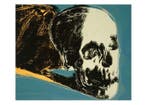 Andy Warhol - “Skull (yellow on teal), 1976”.
