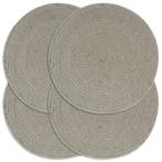 vidaXL Placemats 4 st rond 38 cm katoen effen grijs, Huis en Inrichting, Keuken | Textiel, Verzenden, Nieuw, Grijs