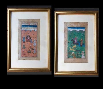 Signed - Pair of Antique Qajar 18th-19th miniature paintings