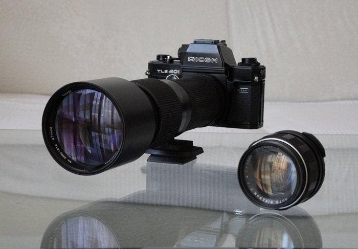 Ricoh TLS 401 (Black Finish) with Auto Rikenon 55mm f/1.4 &, Audio, Tv en Foto, Fotocamera's Analoog
