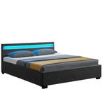 Gestoffeerd bed Lyon - 140 x 200 cm - Donkergrijs - LED Verl, Huis en Inrichting, Verzenden, Nieuw