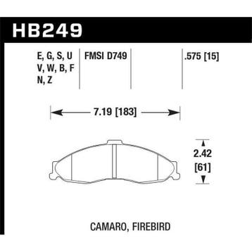 Hawk 1998-2002 Chevrolet Camaro SS 5.7 HPS 5.0 Front Brake, Auto-onderdelen, Ophalen of Verzenden, Nieuw