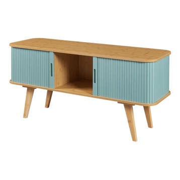 TV meubel Tysvær 120x40x58 cm naturel en blauw [en.casa], Verzenden, Nieuw