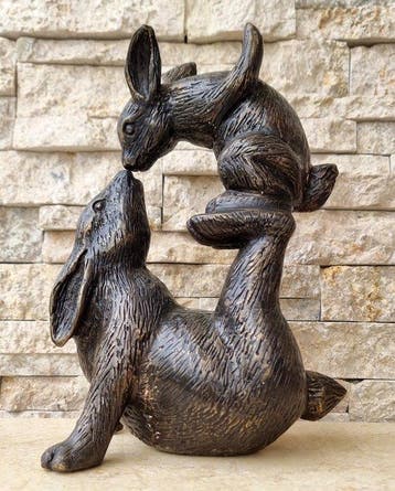Beeldje - Beeldje, Rabbits - 26 cm - Brons - Brons