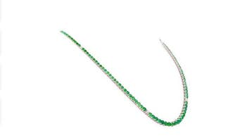 Halsketting - 14 karaat Witgoud - 13.56ct. tw. Smaragd -, Nieuw
