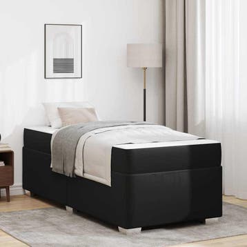 vidaXL Bedframe Zwart 90 x 200 cm PVC, Verzenden, Nieuw, Eenpersoons, Zwart