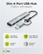 2-in-1 Slimme 4-Poorts USB Hub – 5 Gbit/s, Computers en Software, Ophalen of Verzenden, Nieuw
