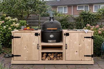 Buitenkeuken Bouwpakket voor Kamado BBQ – Steigerhout, Nieuw