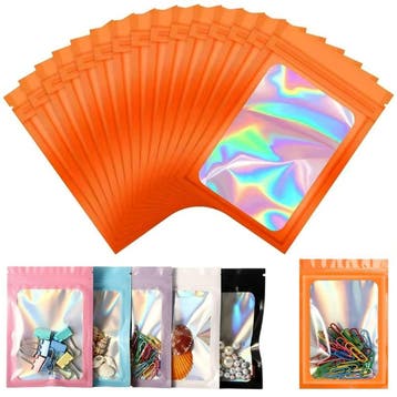 Fako Bijoux - Oranje Holografische Folie Zip Lock Zakjes -, Verzenden, Nieuw