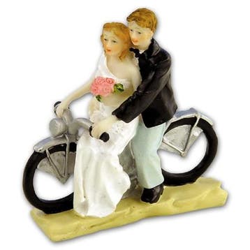 Taarttopper Bruidspaar op Motorfiets Polystone 11cm, Verzenden, Nieuw