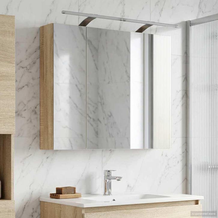 vidaXL Badkamer spiegelkast met plank Sonoma Eiken 80 x 14.5, Huis en Inrichting, Tafels | Kaptafels, Nieuw, Verzenden