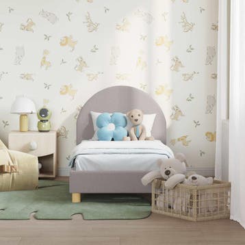 vidaXL Peuterbedframe met hoofdbord Lichtgrijs 70 x 140 cm, Verzenden, Nieuw, Stof
