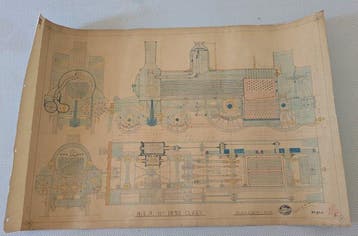 Vincent Raven - A rare Locomotive plan hand drawings and