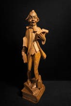 Beeld, De Boekenwurm - 45 cm - Lindehout, Antiek en Kunst