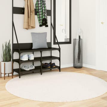 vidaXL Vloerkleed OVIEDO laagpolig Ø 160 cm beige, Verzenden, Nieuw, Beige