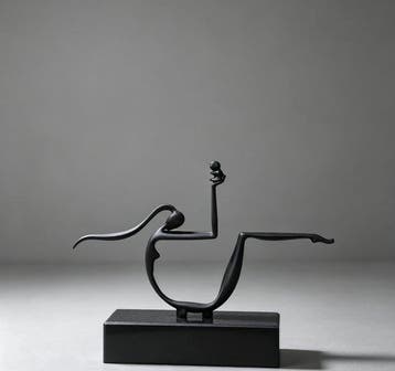 sculptuur, Abstract art sculpture of a mother and child - 21