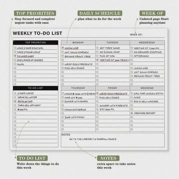 Wekelijkse Takenlijst Notitieblok - Ongedateerde Bureauplann, Diversen, Agenda's, Verzenden, Nieuw