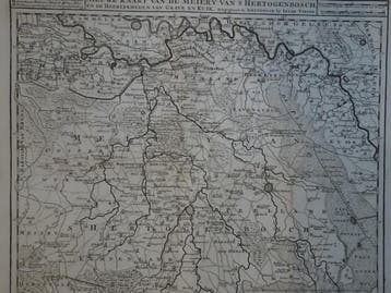 Ets kaart Meiery van s Hertogenbosch Brabant Tirion 1739, Verzenden