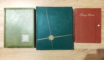 3 Albums van Wereldpostzegels: Europa, Azië, Noord-Amerika,, Gestempeld