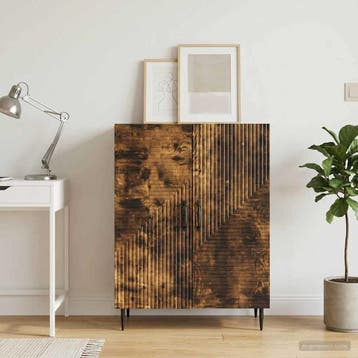 vidaXL Dressoir Gerookt eiken 66 x 34,5 x 89,5 cm Bewerkt, Verzenden, Nieuw, Overige houtsoorten, Minder dan 50 cm