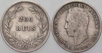 200 Reis 1871 Portugal Luis I 1861-1889, Verzenden