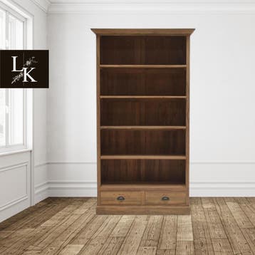 Boekenkast met lades – massief hout –teak– in kleur mogelijk, 100 tot 150 cm, Landelijk, klassiek, modern, vintage, brocante, robuust