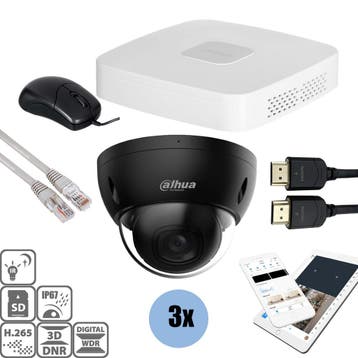 Dahua Black kit 3x Dome 4MP + Recorder &, Ophalen of Verzenden, Nieuw