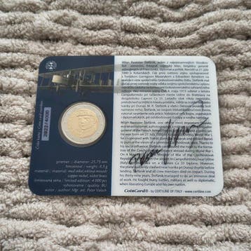 Slowakije. 2 Euro 2019 Milan Rastislav Štefánik - Signed