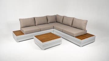 Hoek Loungeset  Formentera  Aluminium  Teak  Frost White  Da, Verzenden, Nieuw