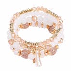Fako Bijoux - Armband Set - Boho - Bohemian - Obelisk - Wit, Verzenden, Nieuw