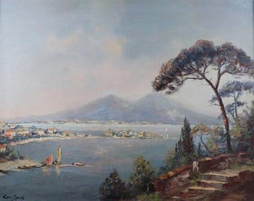 Carol Spree (1907-?) - Mittelmeer-Kueste mit Pinien und