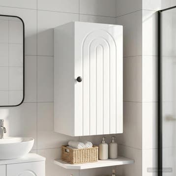vidaXL Badkamer wandkast ALKMAAR Hoogglans Wit 30 x 31 x 59, Verzenden, Nieuw