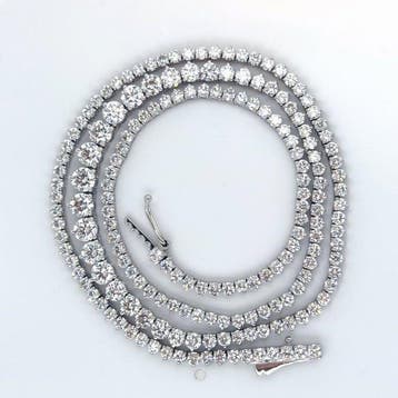 Halsketting - 14 karaat Witgoud - 11.00ct. tw. Diamant, Nieuw