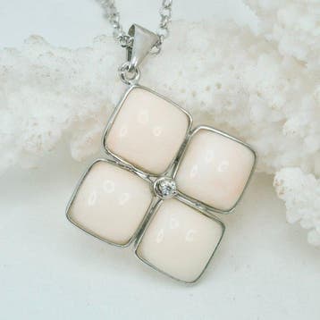 Koraal - Zilver - Ketting met hanger - CORALLO ROSA, Antiek en Kunst