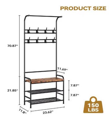 3-in-1 Kapstok met Schoenenrek – Halboom met Bank en Planken, Verzenden, Nieuw