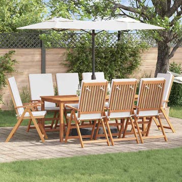 vidaXL Tuinstoel 8 st Bruin en wit Massief Teakhout, Verzenden, Nieuw