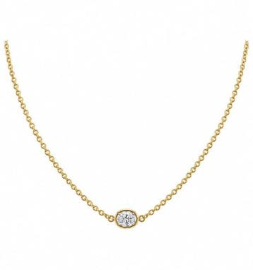 Ketting met hanger - 14 karaat Geel goud - 0.39ct. tw.