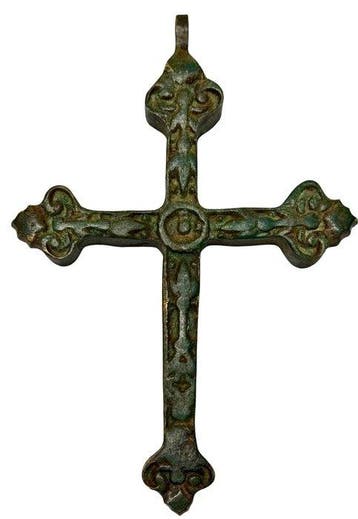 Brons - Hanger - Groot bronzen kruisbeeld - 15 cm, Antiek en Kunst