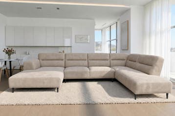 U-Bank Bloemendaal - u-banken - Taupe, Nieuw, 150 cm of meer, Stof, 300 cm of meer