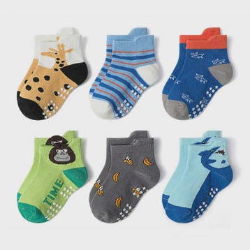 6 Paar Katoenen Kindersokken met Antislip & Leuke Dierenprin, Kinderen en Baby's, Verzenden, Nieuw