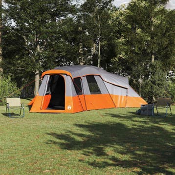 vidaXL Gezinstent met dak Grijs en Oranje 762 x 655 x 218 cm, Verzenden, Nieuw, Tot en met 2