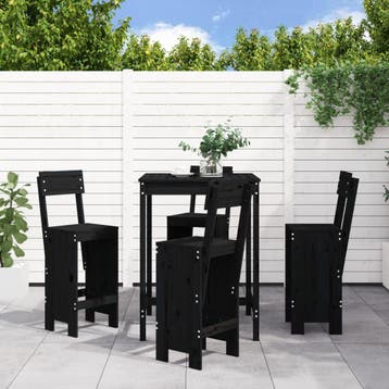 vidaXL 5-delige Barset massief grenenhout zwart, Tuin en Terras, Tuinsets en Loungesets, Verzenden, Nieuw, 5 zitplaatsen