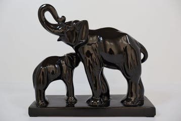 Lemanceau - Beeld, Olifant met kalf - 31 cm - Aardewerk